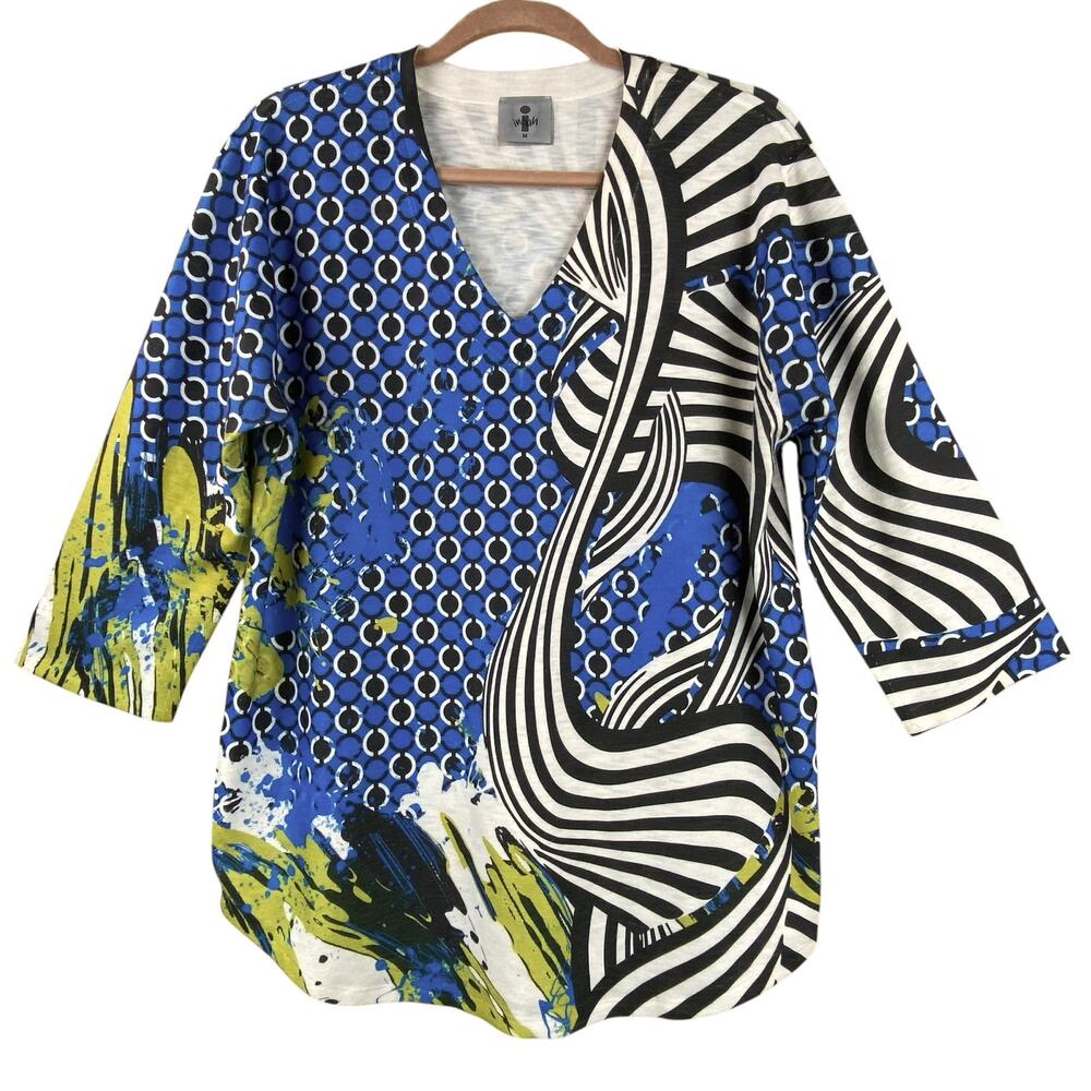 Inoah Jersey Knit Tunic Top Size M Art To Wear Modern Colorful